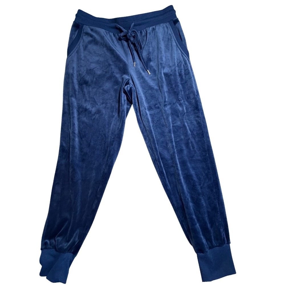 Felina Womens‎ Velour Joggers Navy Blue Lounge Pants C7589 Large Comfy Casual